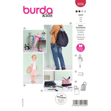 Naaipatroon school accessoires, Burda 9256, Nl/Dui/En/Fr