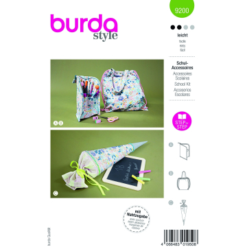 Patron Burda 9200 accessoires scolaires, version papier, en français