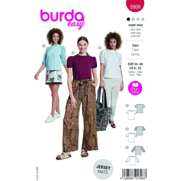 Naaipatroon shirt, Burda 5809, Nl/Dui/En/Fr