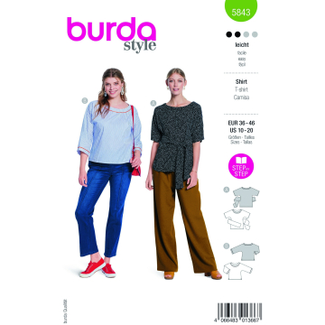 Patron Burda 5843 t-shirt /blouse femme, version papier, en français