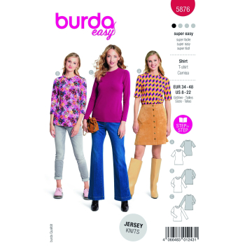 Naaipatroon shirt, Burda 5876, Nl/Dui/En/Fr