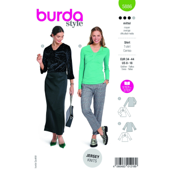 Naaipatroon shirt, Burda 5886,  Nl/Dui/En/Fr