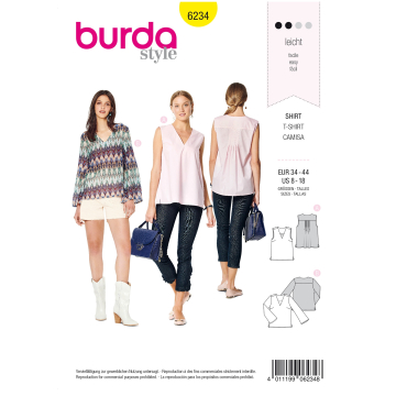Naaipatroon shirt, Burda 6234, Nl/Dui/En/Fr