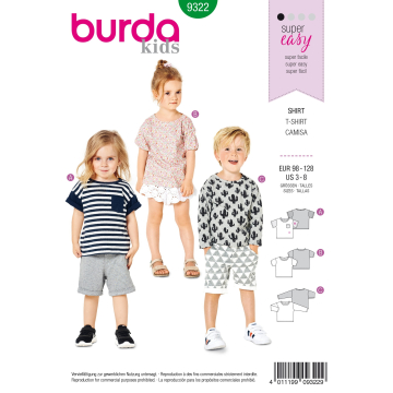 Sewing pattern shirt, Burda 9322, En/Ger/Fr
