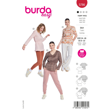 Naaipatroon Shirt Dames, Burda 5786, NL/GB/DE/FR