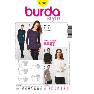 Naaipatroon shirt, Burda 6990, Nl/Dui/En/Fr