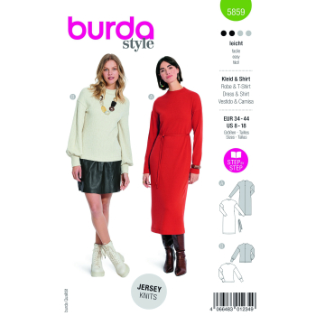 Naaipatroon shirt en jurk, Burda 5859, Nl/Dui/En/Fr