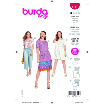 Naaipatroon shirt en jurk, Burda 6117, Nl/Dui/En/Fr