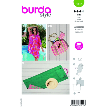 Naaipatroon zomer accessoires, Burda 5807, Nl/Dui/En/Fr