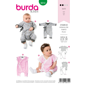 Patron Burda Kids 9314 Grenouillère croisée, en français