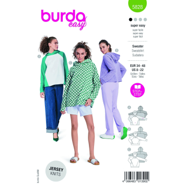 Naaipatroon sweater, Burda 5828, Nl/ Dui/En/Fr
