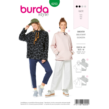 Naaipatroon sweater, Burda 6253, Nl/Dui/En/Fr
