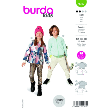 Patron Burda Kids 9237veste sweat enfant, taille 104-146, en français