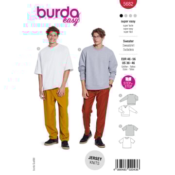 Naaipatroon Burda 5682 Sweatshirts Heren, Nl/Dui/En/Fr