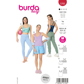 Patron Burda 5765 top femme, version papier, en français