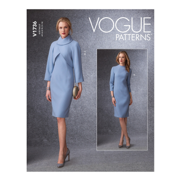 Patron Vogue 1736 robe et veste femme, taille 40-48, en français