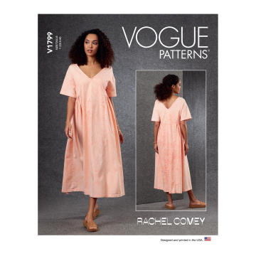 Patron Vogue 1799 robe de styliste femme, taille 32-40, en français