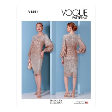 Naaipatroon Vogue 1841 designer jurk, maat 34-42 Dui/En/Fr