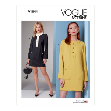 Naaipatroon Vogue 1844 jurk, maat 42-50, Dui/En/Fr