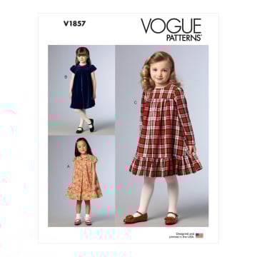 Naaipatroon Vogue 1857 kinderjurk, maat 92-116, Dui/En/Fr