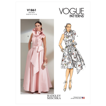 Naaipatroon Vogue 1861 designer jurk, maat 42-50 Dui/En/Fr
