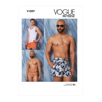 Naaipatroon Vogue 1897 heren badmode, maat XL-XXXL Dui/En/Fr