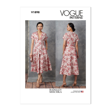 Naaipatroon Vogue 1898 designer jurk, maat 34-42 Dui/En/Fr