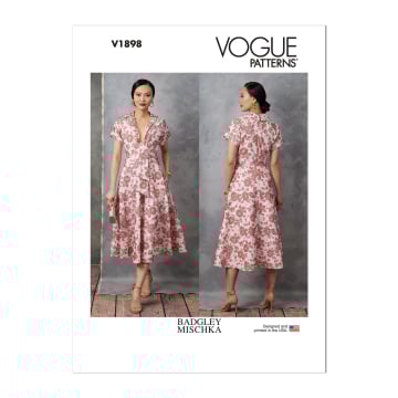 Naaipatroon Vogue 1898 designer jurk, maat 42-50 Dui/En/Fr