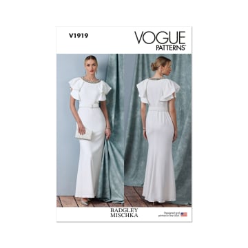 Naaipatroon Vogue 1919 designer jurk, maat 34-42 Dui/En/Fr