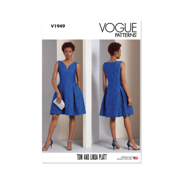 Naaipatroon Vogue 1949 designer jurk, maat 34-42 Dui/En/Fr