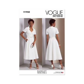 Naaipatroon Vogue 1950 designer jurk, maat 32-40 Dui/En/Fr