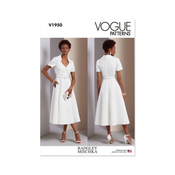 Naaipatroon Vogue 1950 designer jurk, maat 42-50 Dui/En/Fr