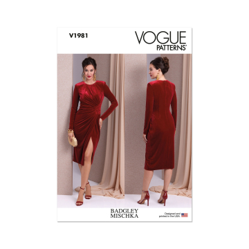 Naaipatroon Vogue 1981 jurk, maat 44-50, Dui/En/Fr