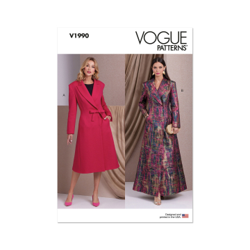 Naaipatroon Vogue 1990 mantel, maat 34-42, Dui/En/Fr