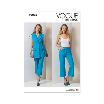 Naaipatroon Vogue 2036 Vest en broek , maat 42-50 Dui/En/Fr