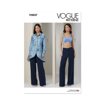 Naaipatroon Vogue 2037 Shirt, Crop Top en Broek , maat 44-52 Dui/En/Fr