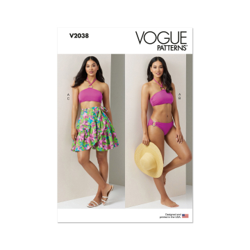 Patron Vogue 2038 bikini / jupe femme, version papier, taille 32-50 en français