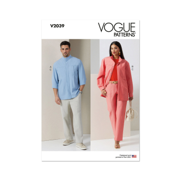 Naaipatroon Vogue 2039 Unisex Shirt & Broek , maat 34-50 Dui/En/Fr