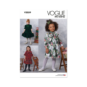 Naaipatroon Vogue 2059 Meisjes Jurk, maat 3-8 Dui/En/Fr