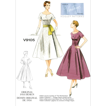 Pattern Vogue 9105 Dames Jurk en sjerp, Dui/En/Fr