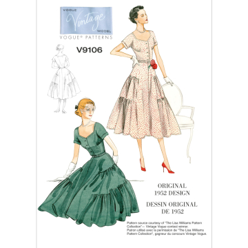 Pattern Vogue 9106 Dames Jurk en riemen, Dui/En/Fr