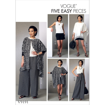 Pattern Vogue 9191 Misses' Poncho, Top, Shorts en Broek, Dui/En/Fr