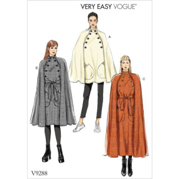 Patron Vogue 9288 manteau cape femme, version papier, taille XS – M, en français