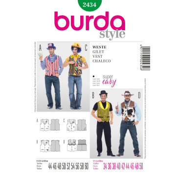 Patron Burda 2434 Déguisement Gilets, en français