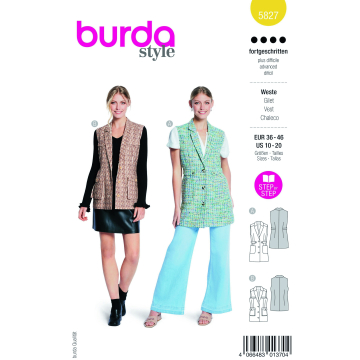Naaipatroon gilet, Burda 5827, Nl/Dui/En/Fr