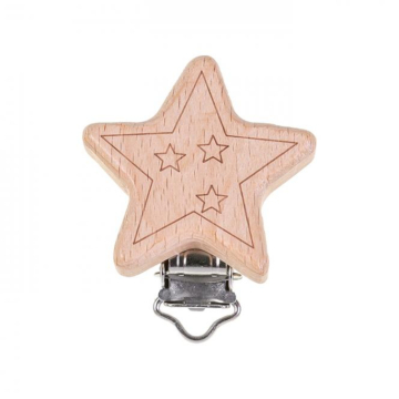 Fopspeen clips Hout ster