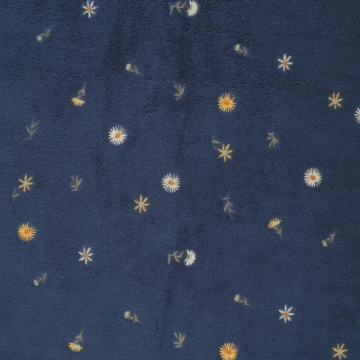 Lightweight Sherpa fleece with wildflower embroidery, blue