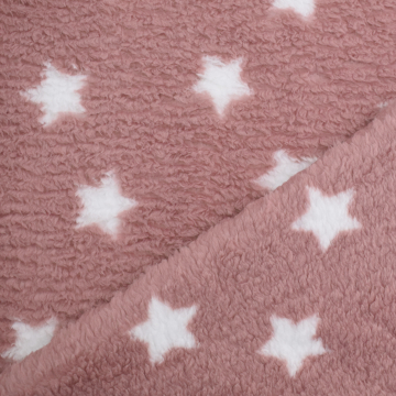 Sherpa fleece stof Stars, oudroze