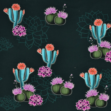Tissu sweat léger bio Albstoffe Hamburger Liebe Western Fairy Tales Prairie Blossom, vert foncé