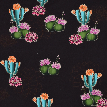 Tissu sweat léger bio Albstoffe Hamburger Liebe Western Fairy Tales Prairie Blossom, marron foncé
